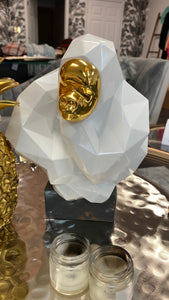 Ape Sculpture/ White and Gold